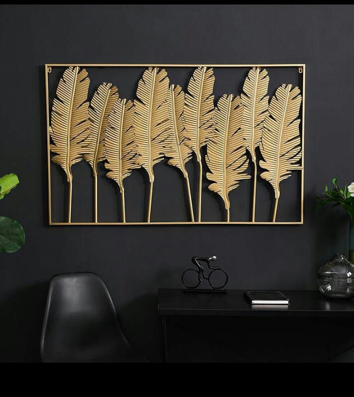 Golden Feather Metal Wall Art AH-153 Moradabad